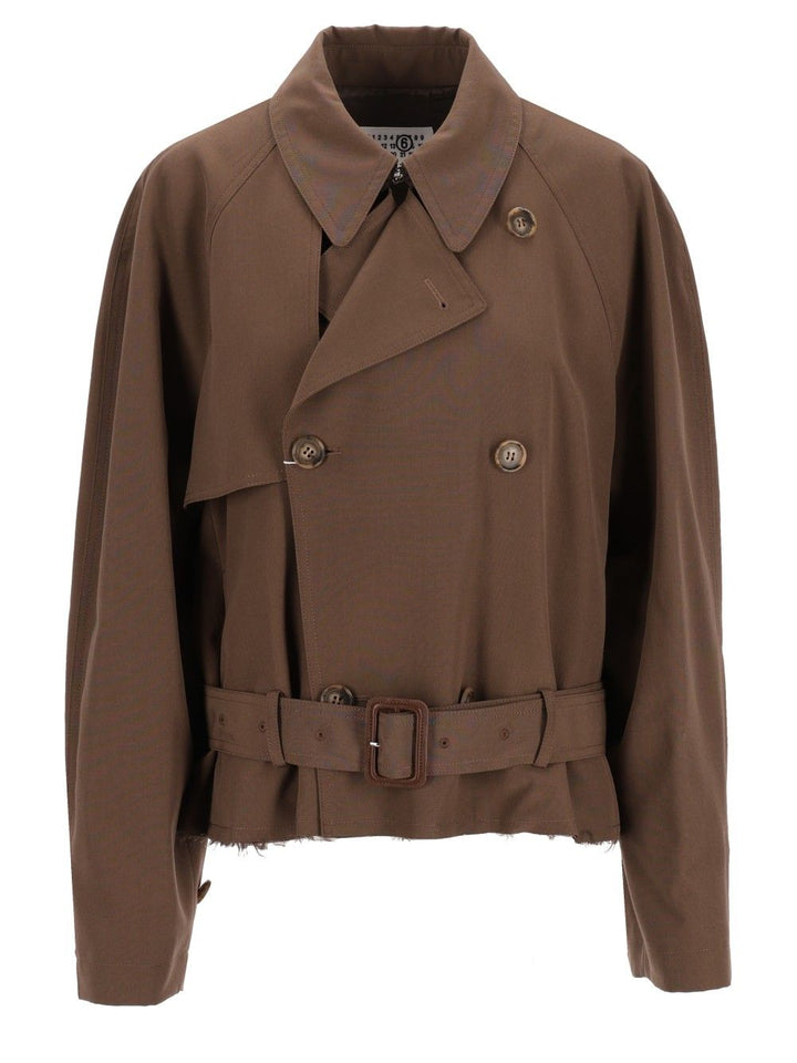 Mm6 Maison Margiela Short Jacket Coats - Brown | 6908b7603b2129f7c7d0cd64902a2aee360f9c1d