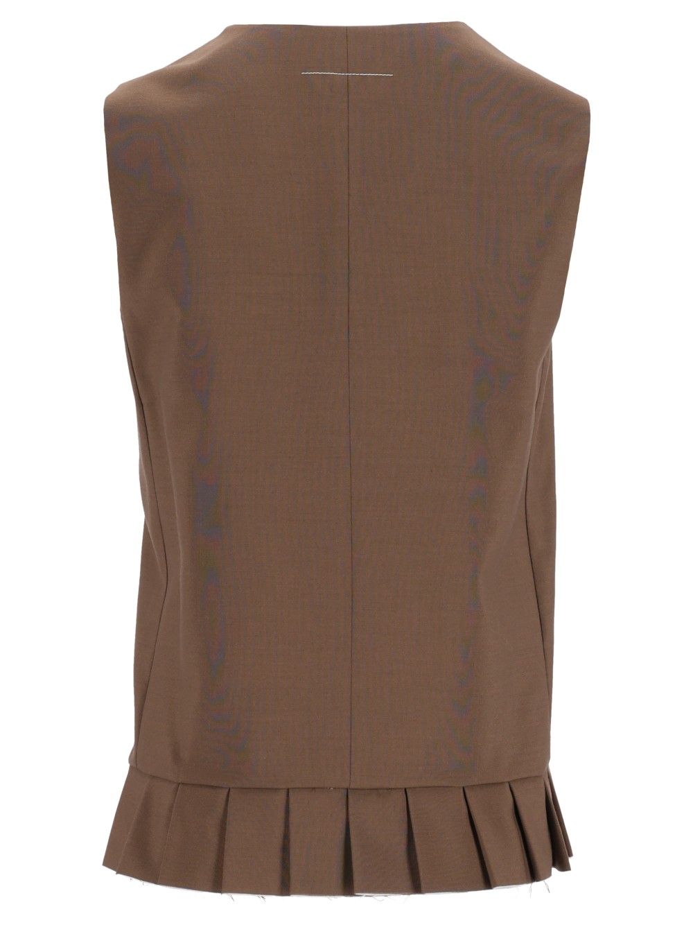 Mm6 Maison Margiela Sleeveless Pleated Bodice In Wool Blend Tops - Brown | 604d39c8dbe776c0616dafa813292bba15844c94