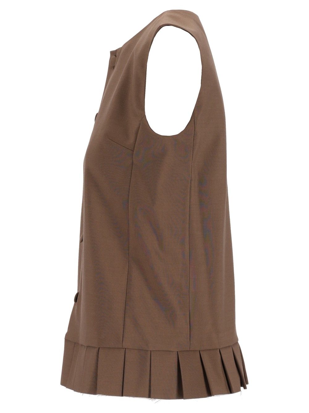 Mm6 Maison Margiela Sleeveless Pleated Bodice In Wool Blend Tops - Brown | c507b213ac53c418323fe0c51a6ae6be1a5053f4