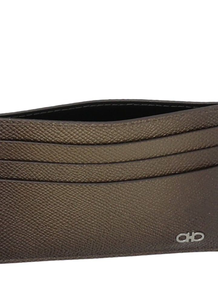 Ferragamo Gancini Credit Card Holder Wallets - Brown | 91ef89bee1cff0ab79bea34d3b321526dd35679d