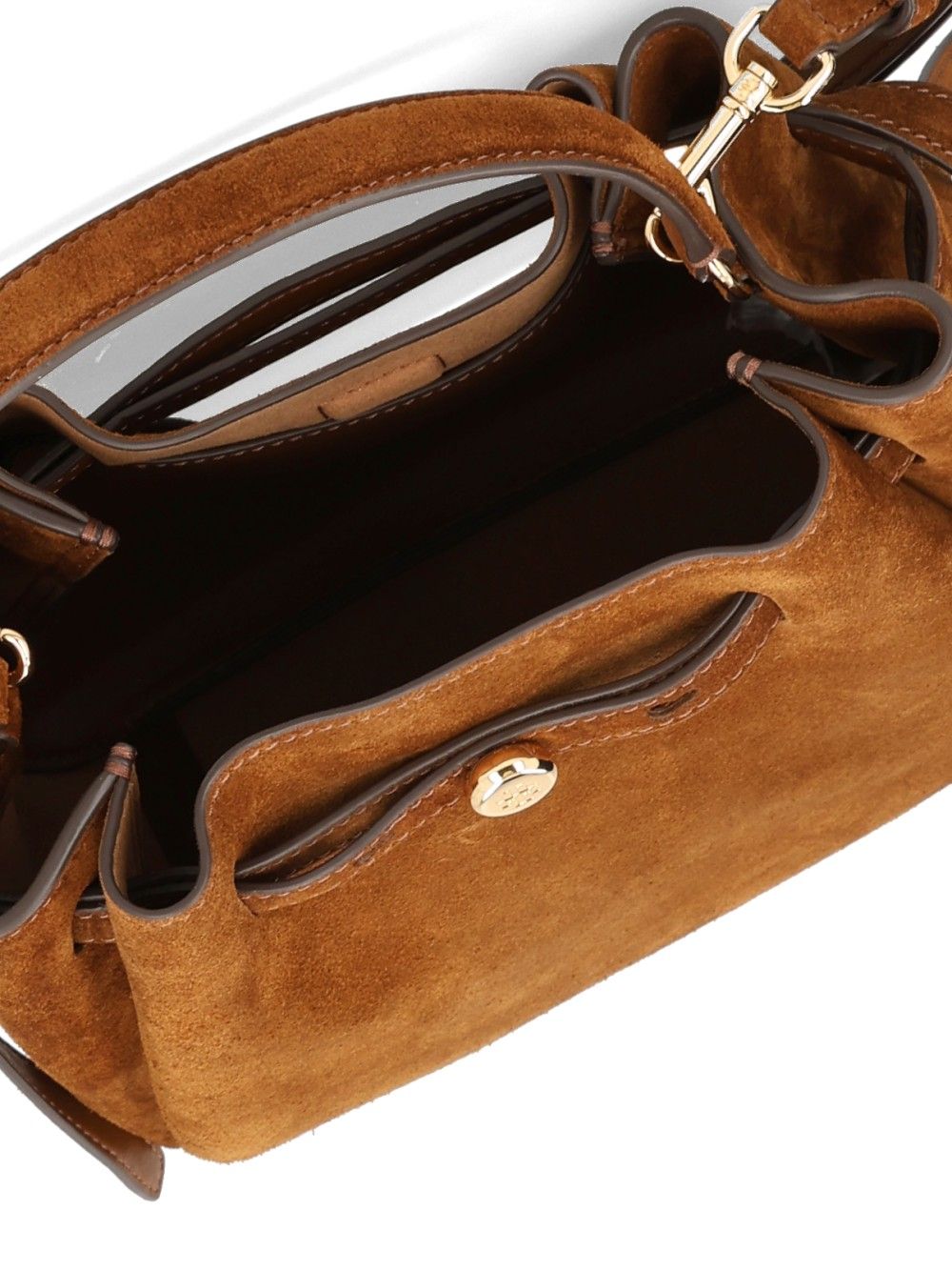 Tory Burch Romy Suede Bucket Bag Handbags - Brown | 5aa2ecabf6fb46e8a5d3363fd7407cc07deb9642