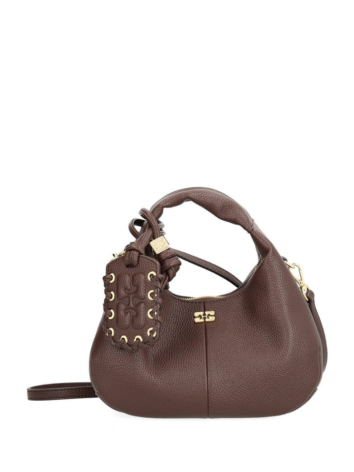 Ganni Hobo Mini Grained Handbags - Brown | 178de46387baaba56e9efccd21e1c07de41cb5e8