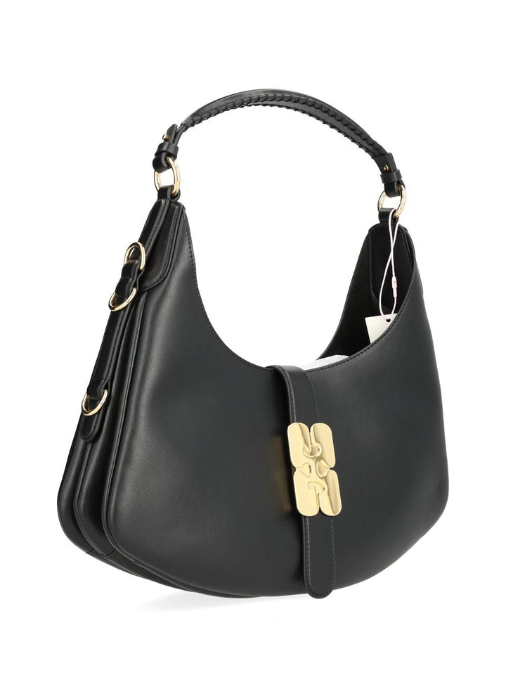 Ganni Kat Small Gold Shoulder Bags - Black | 9c55593ba1cedba6c6509f8e0429473088c470cd