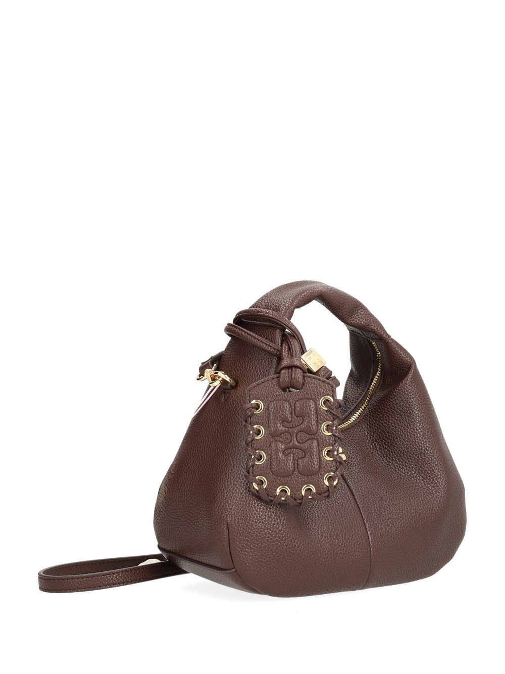 Ganni Mini Shoulder Bag With Grained Finish Handbags - Brown | 0df1c6c798c521eb5525d1db1422844e89aa0ea2