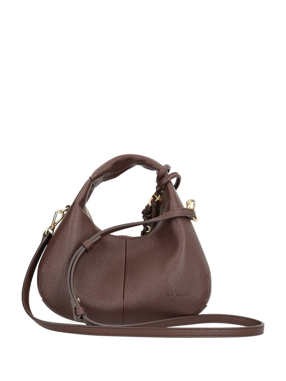 Ganni Mini Shoulder Bag With Grained Finish Handbags - Brown | e9ba89fe73ac6669f1da1afbfc22426992eee361