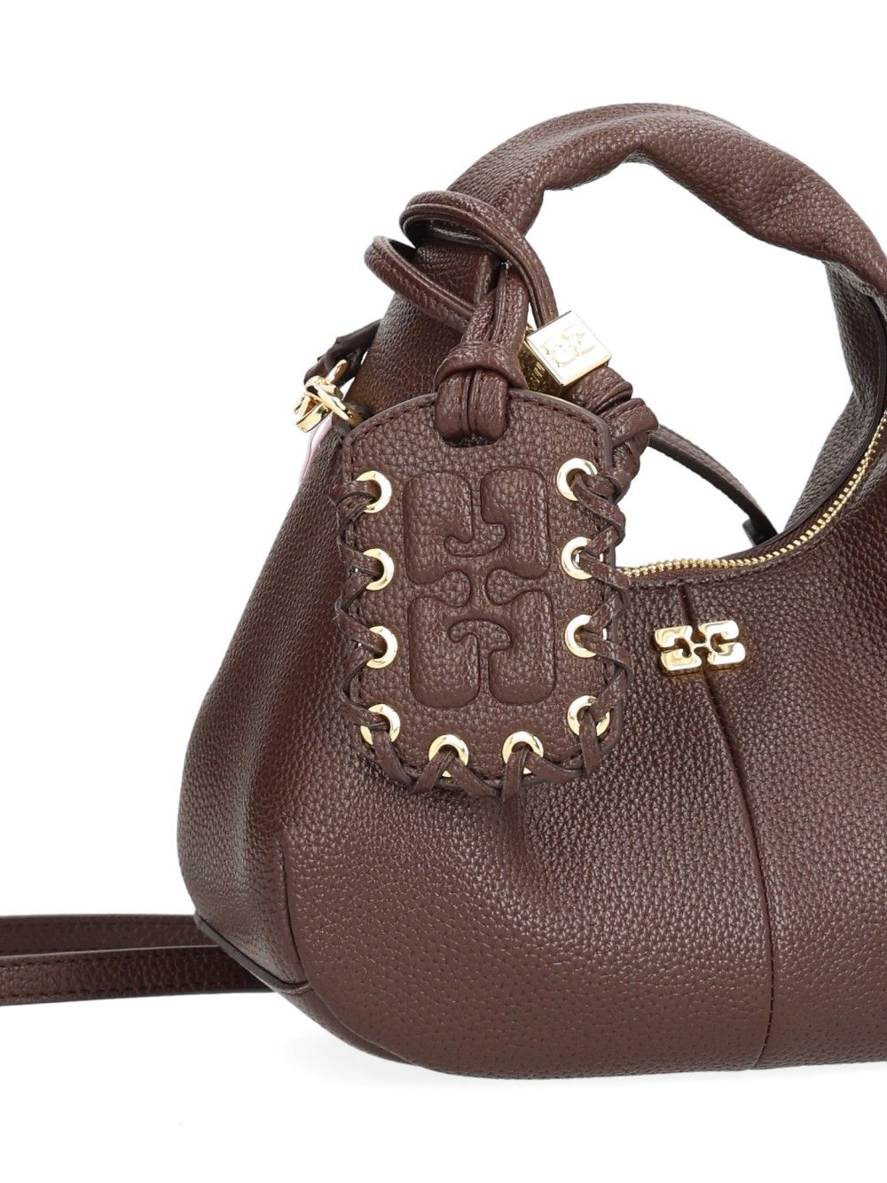 Ganni Mini Shoulder Bag With Grained Finish Handbags - Brown | a57f8579d55aa7ec0c8b0a5d4efadab39e2f62ee