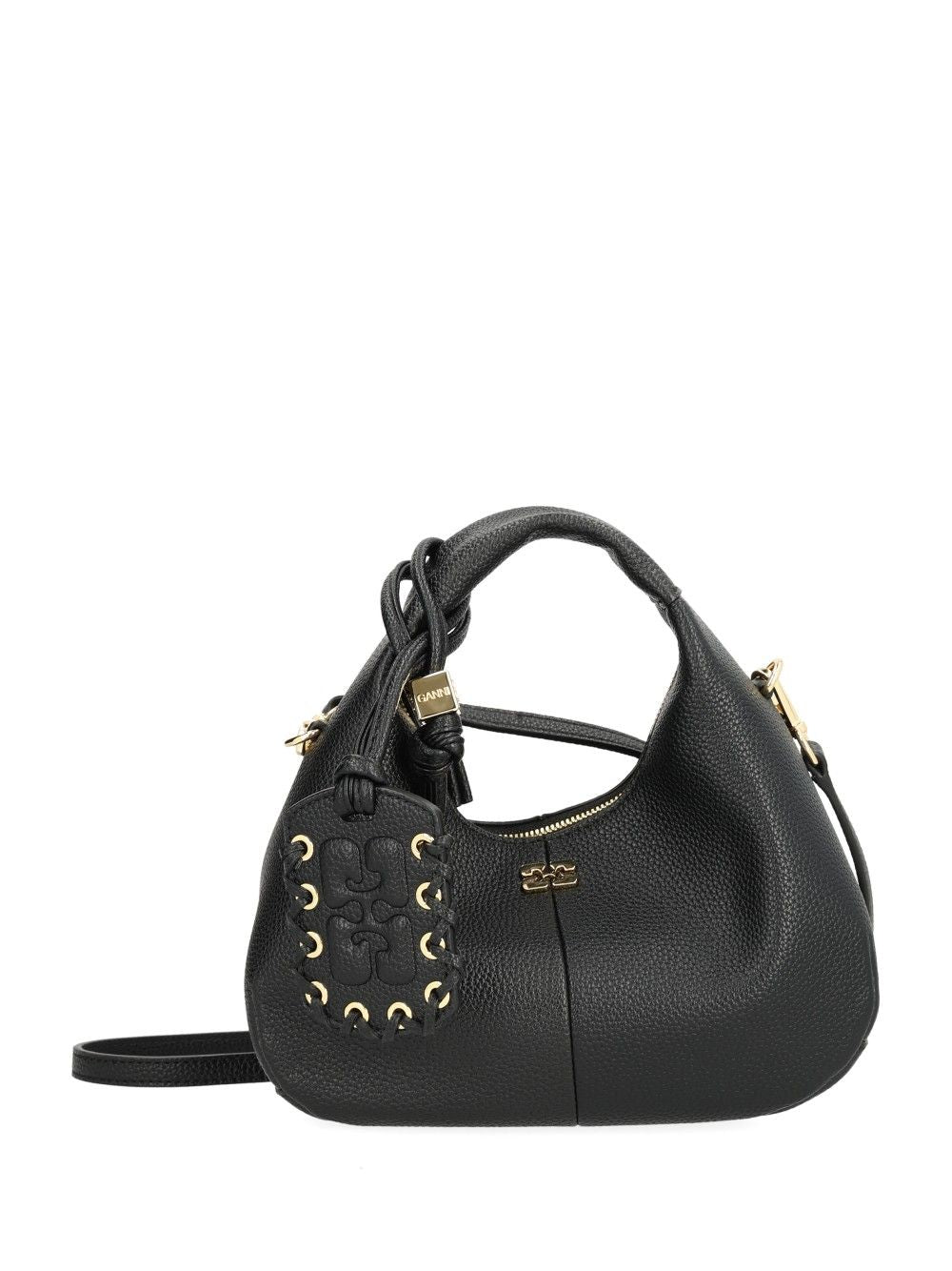 Ganni Mini Shoulder Bag With Grained Finish Handbags - Black | 4ac01122672313b43af343fad92da2ce376cc2eb