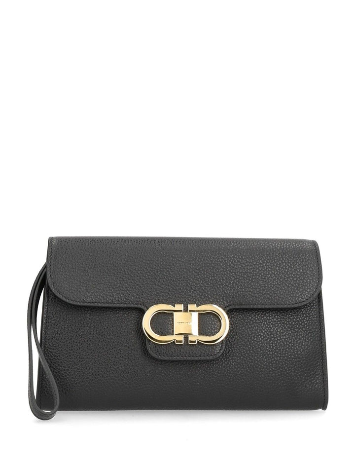Ferragamo Double Gancio Grainy Bicolor Small leather goods - Black | 276cdcac27b82951f3b6d9926089f93ad4c36d62