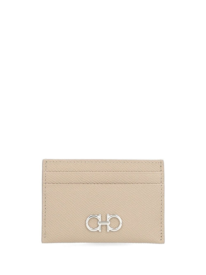 Ferragamo Gancini Credit Card Holder Wallets - Beige | a461e658e6b51878bed809cbf80cdf6aeb35cd17