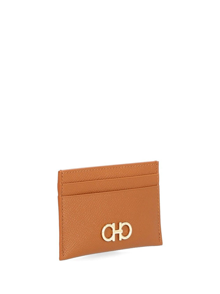 Ferragamo Gancini Credit Card Holder Wallets - Brown | 25e21b6e94af874e55a4eb509dfff8c7b3ad89c3