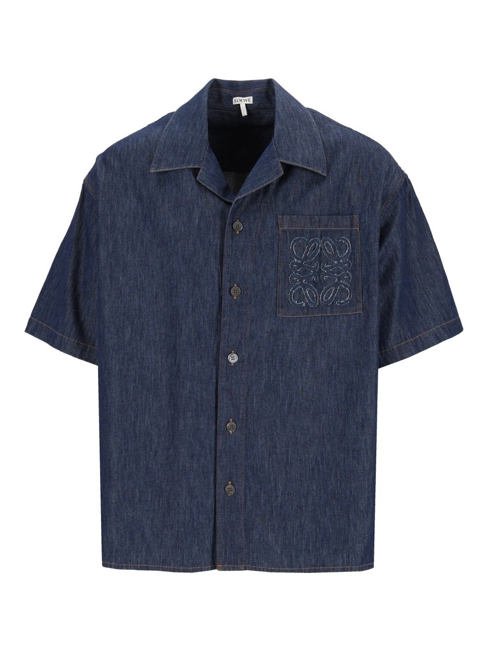 Loewe Short-Sleeved Shirt In Cotton Shirts - Blue | f4a80e99854070bc3bd0ebab68fe5634f7c5c53a