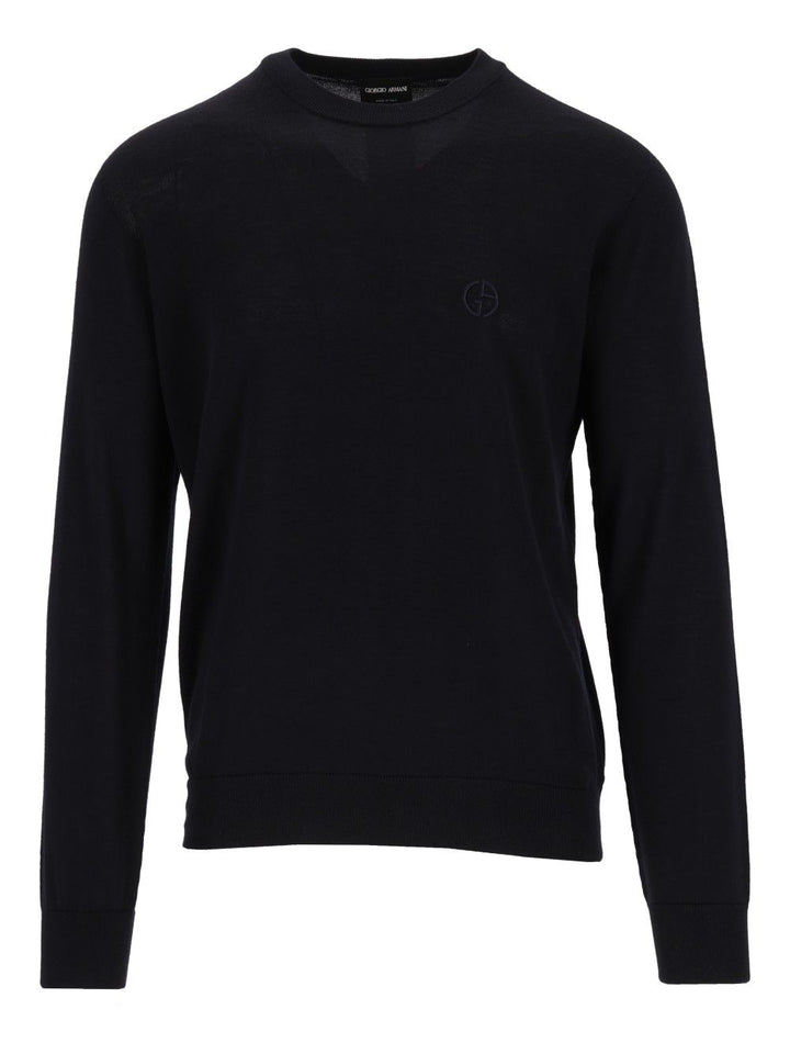 Giorgio Armani Crew Neck Wool Sweater Knitwear - Blue | 162ad88be255258c25dff31410888f8274a42a6c