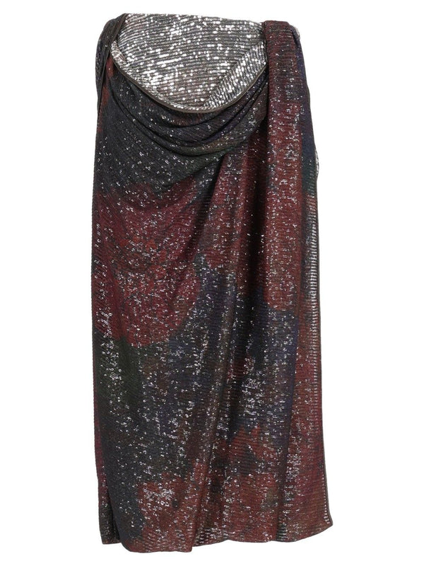 Sequins Draped Maxi Skirt Skirts Multicolor