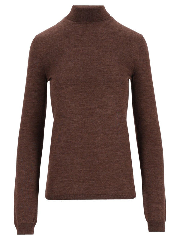 Wool Silk Underpinnings Turtleneck Knitwear Brown