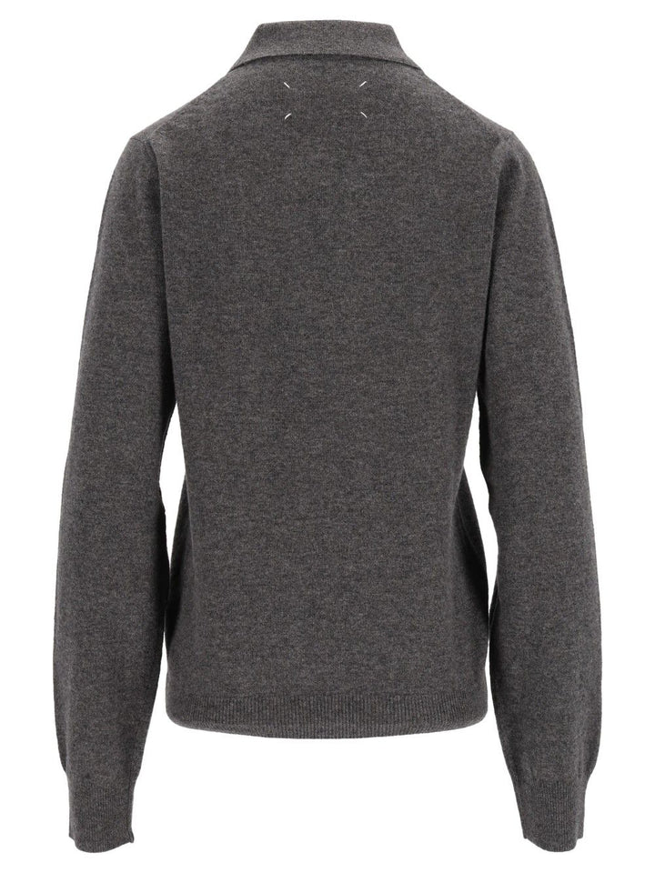 Maison Margiela Twist Lambswool Polo Knitwear - Grey | b0d271511e6b88b66fbdda1b738a4c9d937640c5