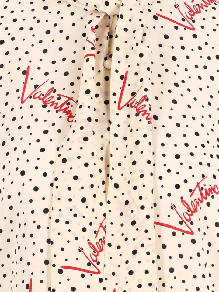 Valentino Garavani Shirt Crepe De Chine Bollicine Plus De Pois Shirts - White | 615654de486a7150f3071a20f8f442eb351a22b4