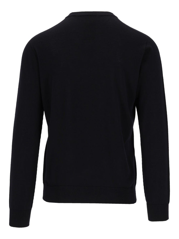 Giorgio Armani Crew Neck Wool Sweater Knitwear - Blue | 954cb1f9e4ee13a612761bcef5436d66bfd4c310