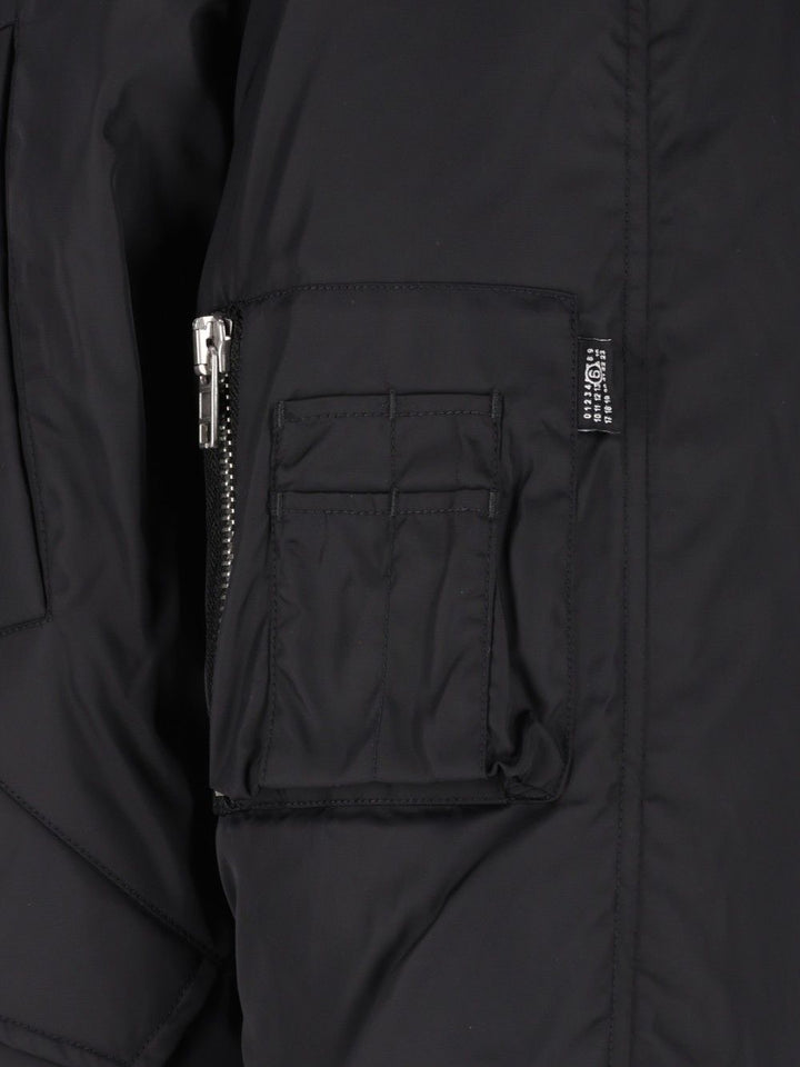 Mm6 Maison Margiela Hooded Bomber Jacket Jackets - Black | 3ba0679173035bc5d568fc9b94354a9bfb1d66ff