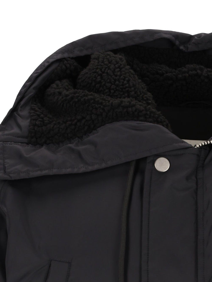 Mm6 Maison Margiela Hooded Bomber Jacket Jackets - Black | 92307ab01848a7da1ca5fa51fad3f4b88999de5b