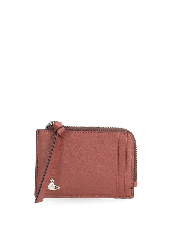 Zip Card Holder Small Leather Goods Brown