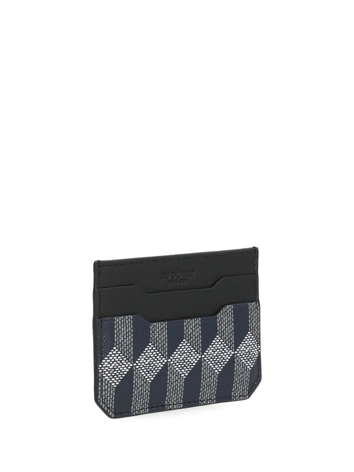 Au Depart Printed Leather Card Holder Wallets - Blue | b9277a37d4e917b2a1b9e6a6fde4d848ba72bd75