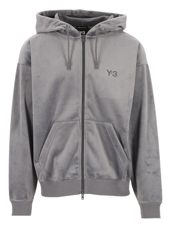Velvet Zip Hoodie Sweatshirt Sweatshirts Grey