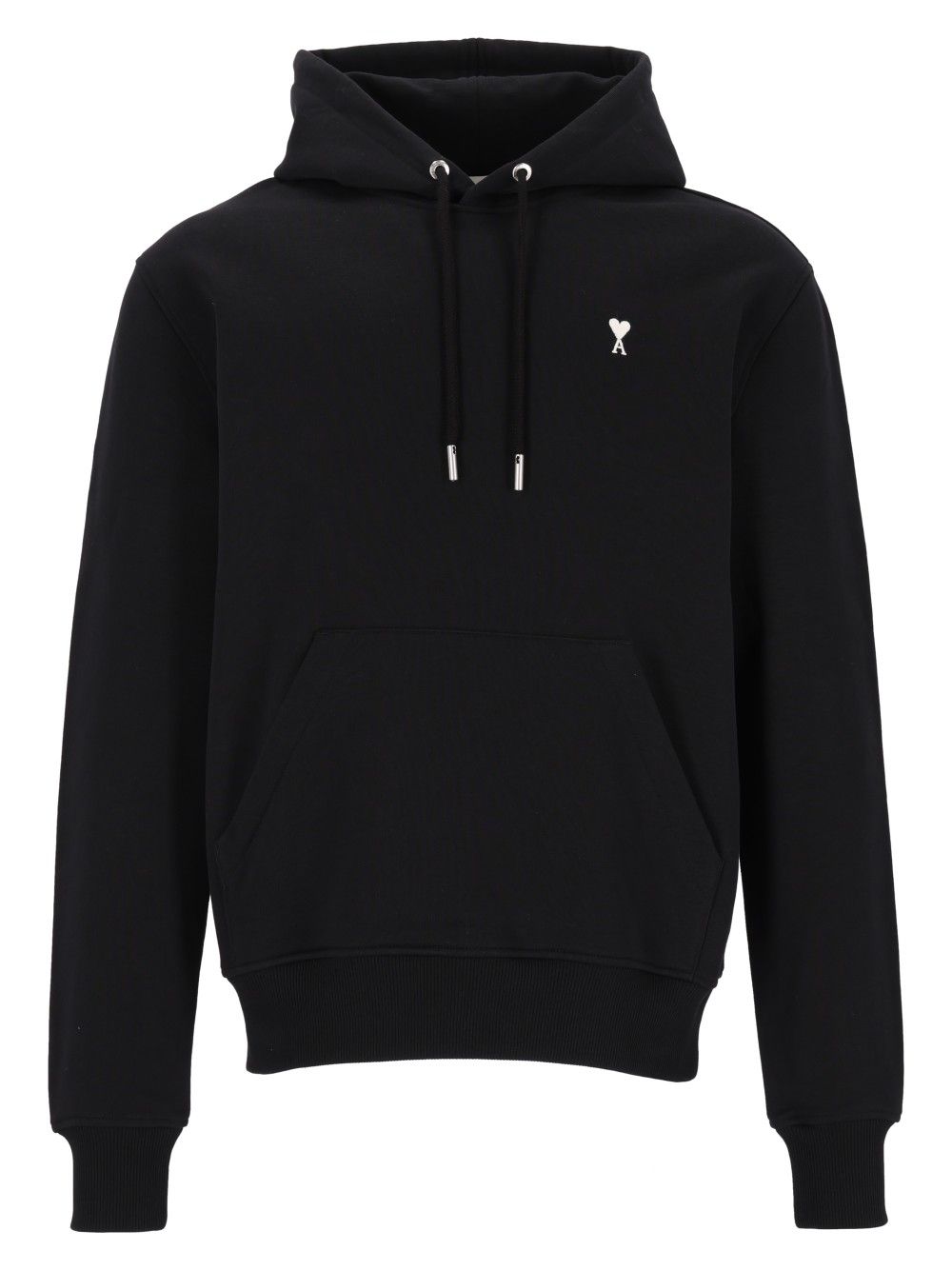 Ami Quota -Contrasted Ami De Coeur Hoodie Light Fleece Sweatshirts - Black | 00a1b39f9e5dac68cbe0930097f62ea6adcf5f6b