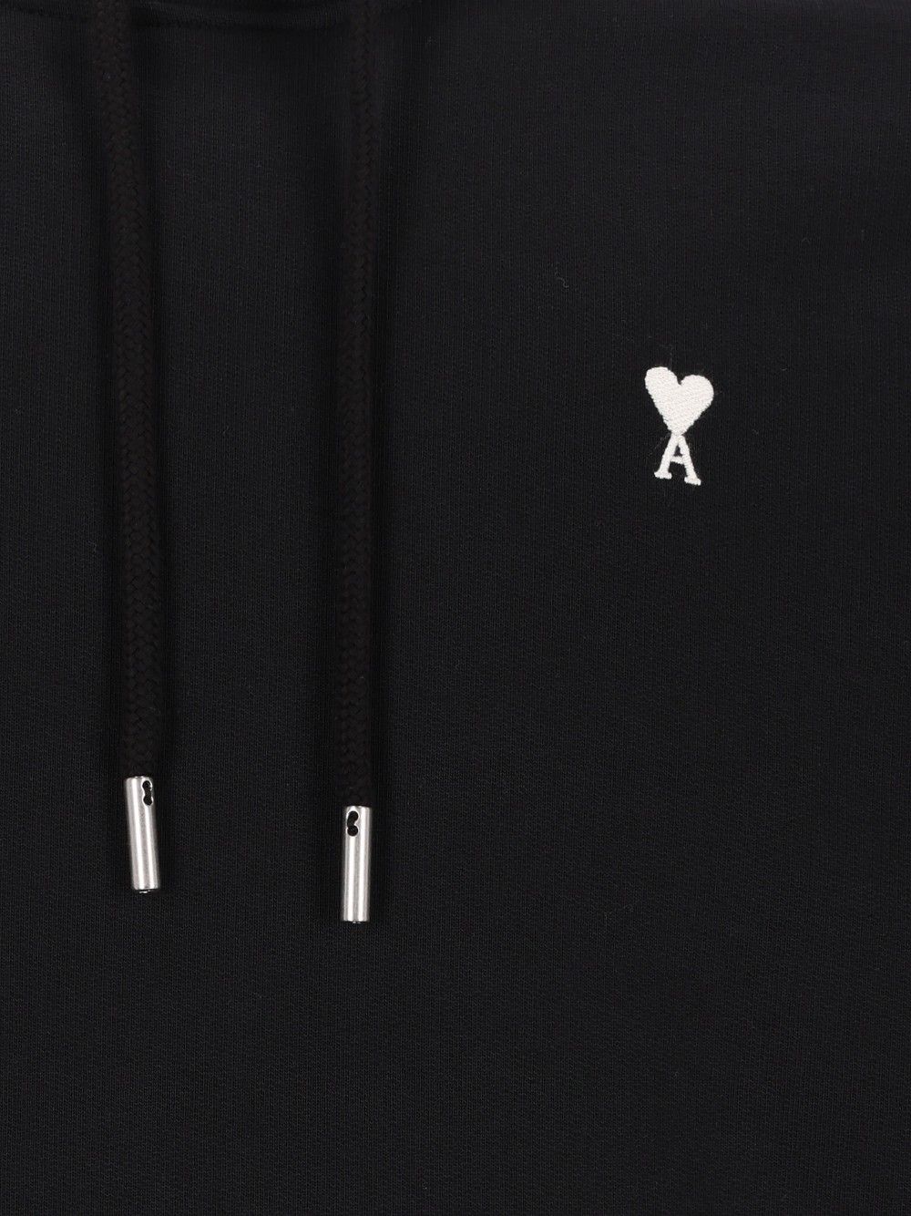 Ami Quota -Contrasted Ami De Coeur Hoodie Light Fleece Sweatshirts - Black | 7469b85b28e5ee7085f060ebb10ccef4dfaabe3c