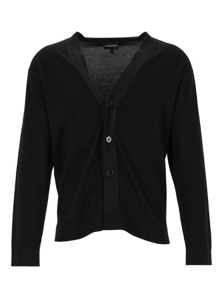 Emporio Armani V-Neck Cardigan Knitwear - Black | 434ee07d7e8ff825ac3a4dff0161df5921df1284