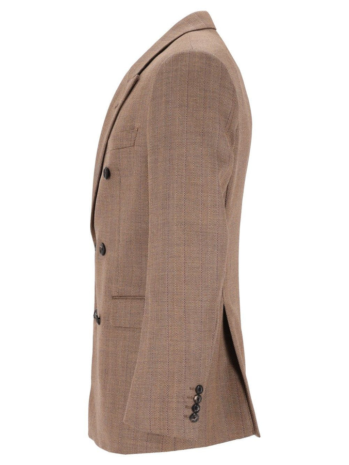 Emporio Armani Double-Breasted Blazer Jackets - Beige | 3d6c0a82ebc9daf753ae6ce64f41c8e0d5babbdb