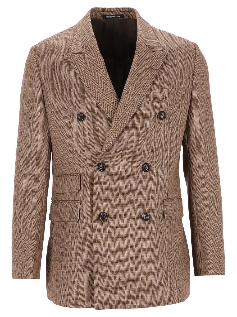 Emporio Armani Double-Breasted Blazer Jackets - Beige | cd112b16b2d71b499f1a658a1ff463a8640ddbf6