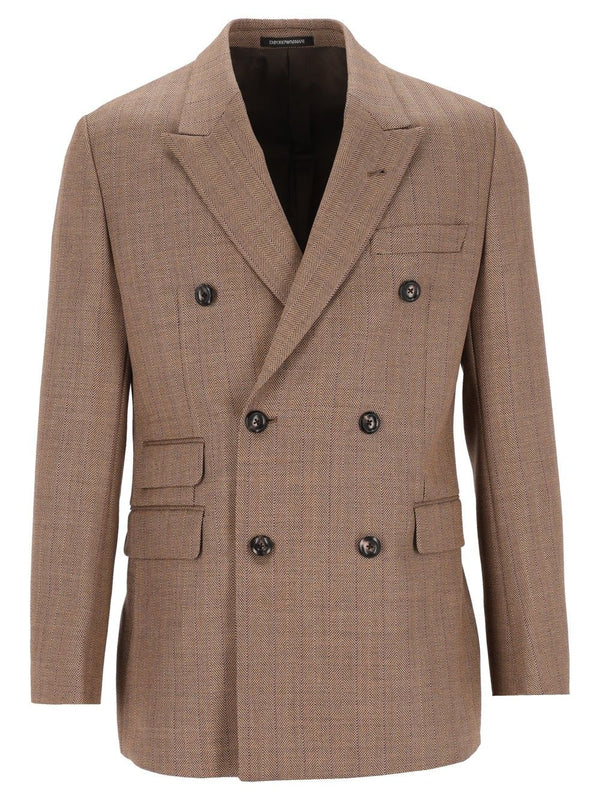 Double-Breasted Blazer Jackets Beige
