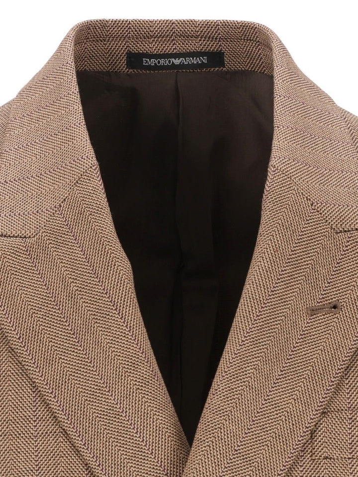 Emporio Armani Double-Breasted Blazer Jackets - Beige | f225340d38e1977378309b925eff817c8ee2abfd