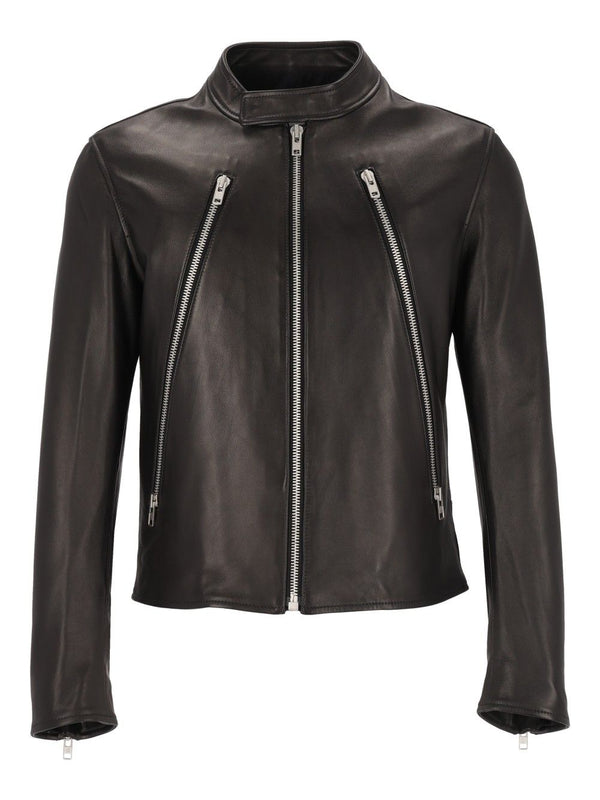 5-Zip Leather Jacket Jackets Black
