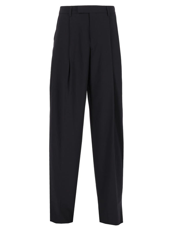 Oversized In Virgin Wool Crepe Trousers Blue