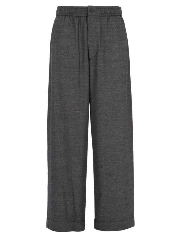 Oversized Denim-Effect Virgin Wool And Cashmere Trousers Grey