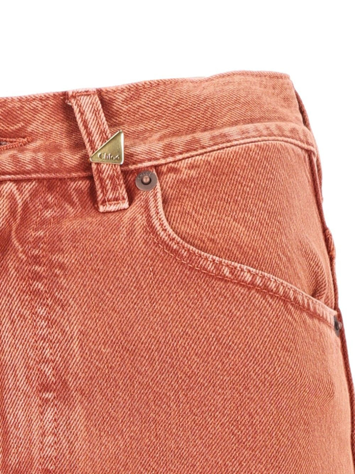Chloe' Straight Leg Colored Canvas Denim Jeans - Brown | 13ea67c258272e577c7d8ccc000c99cd9d01ec5d
