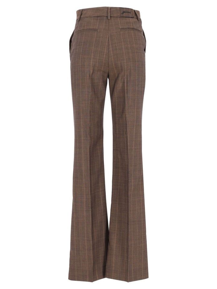 Ganni Light Wool Melange Stripe Straight Pants Trousers - Brown | dbf50a1cab37c21add712688c30554b5a376bde8