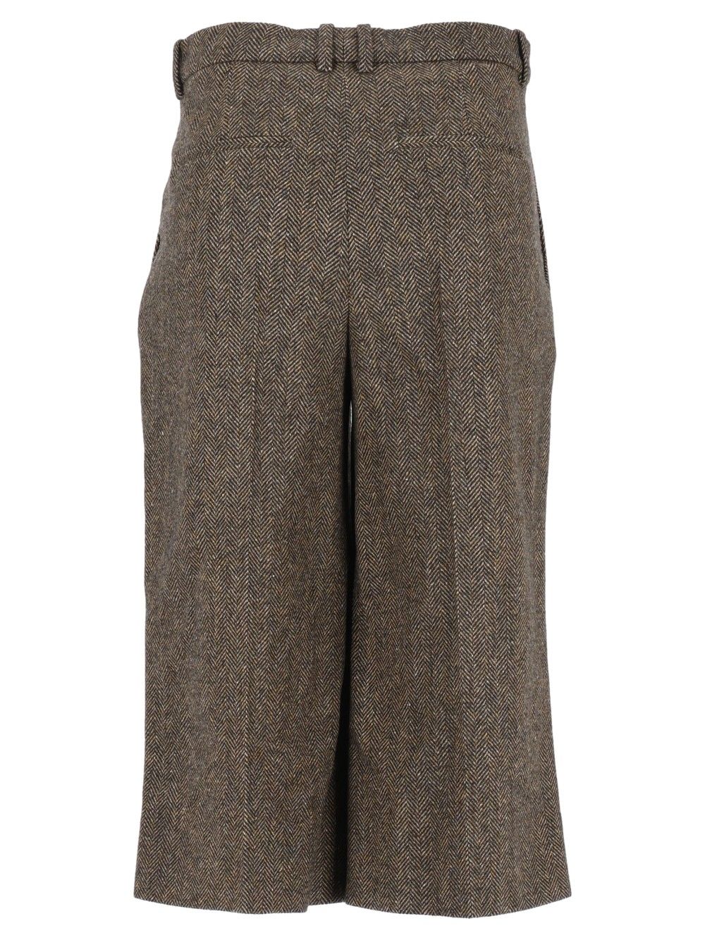 Saint Laurent Pantalon Lainage Chevron Trousers - Brown | 32d8f06320172f99bb082bf145d0c3646dceea8e