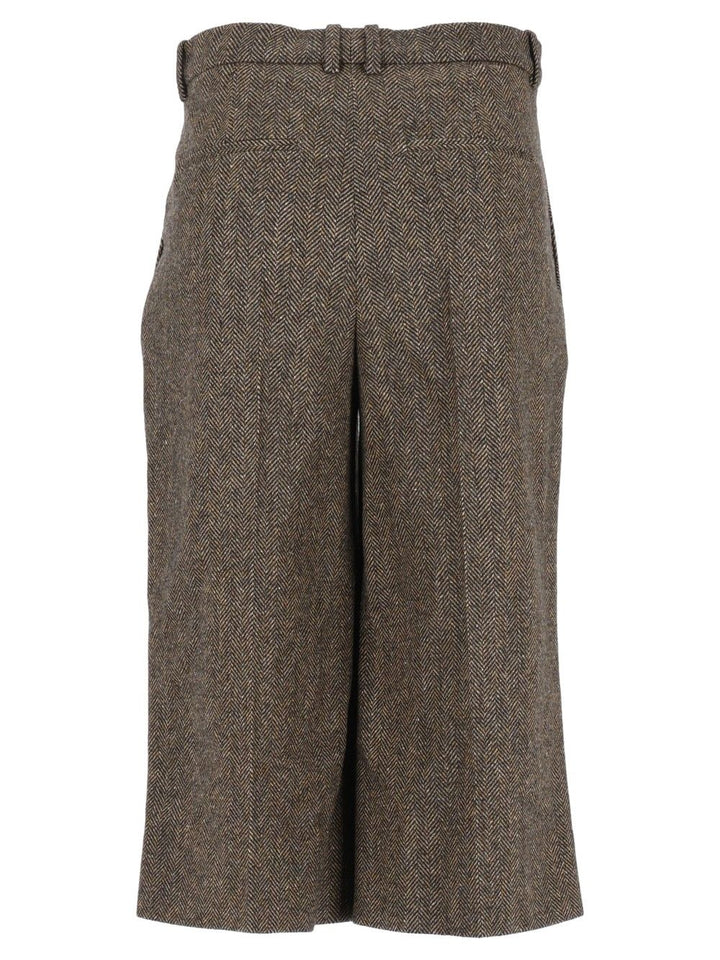 Saint Laurent Pantalon Lainage Chevron Trousers - Brown | 32d8f06320172f99bb082bf145d0c3646dceea8e