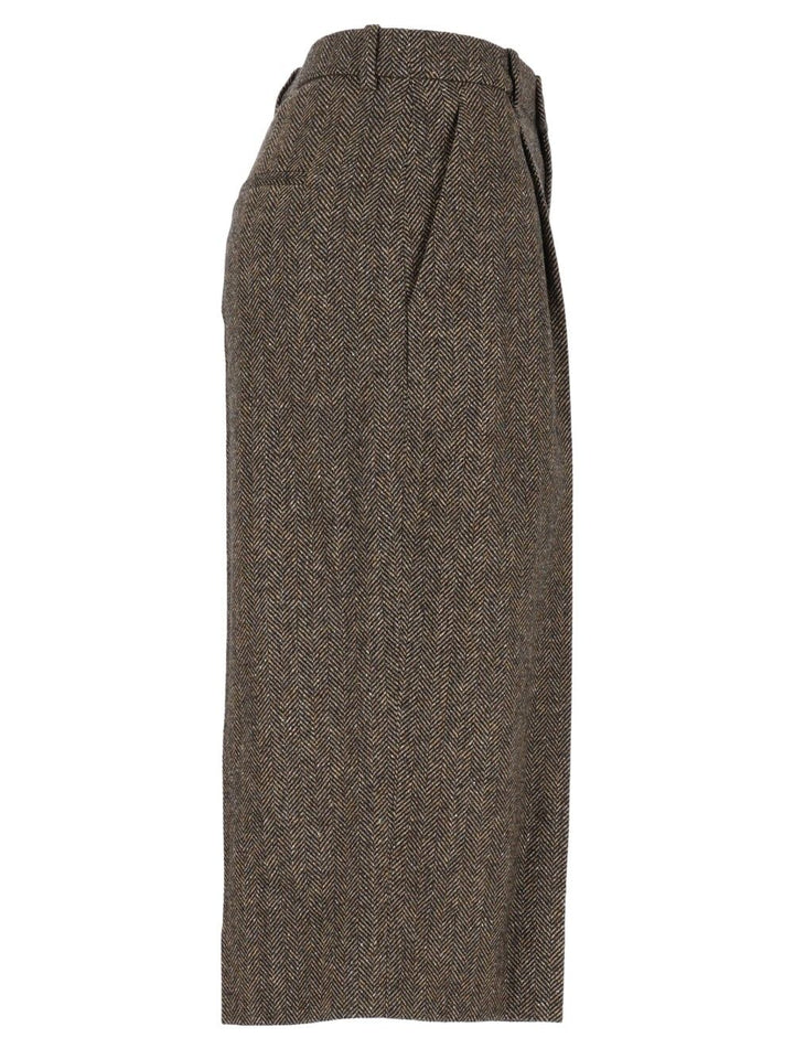 Saint Laurent Pantalon Lainage Chevron Trousers - Brown | 03e600caa59c17bfea4c36d49bf75e3d825767a7