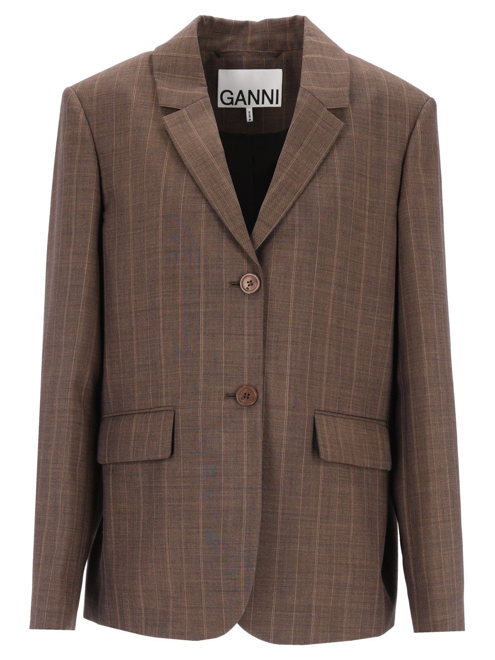 Ganni Brown Pinstriped Wool Blazer Jackets - Brown | e9ef8172d7225f1d09e8d4b32c2eeae04c8ce451