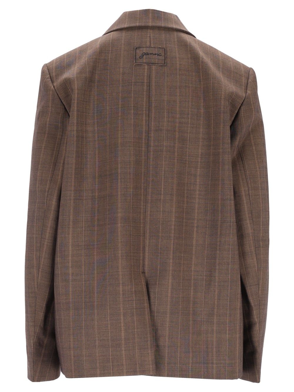 Ganni Light Wool Melange Stripe Blazer Jackets - Brown | 82c12d67cdfdfaf2e1911c0caf3869f15df06187