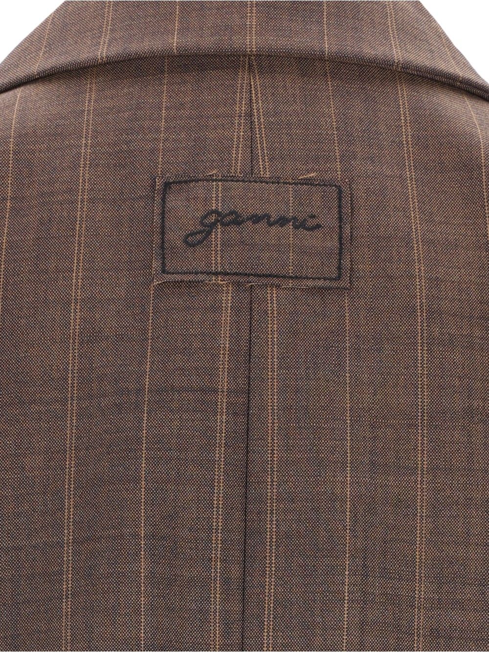 Ganni Brown Pinstriped Wool Blazer Jackets - Brown | 4e83929bee64f81a0c7c2377b24ab40d43f5de19