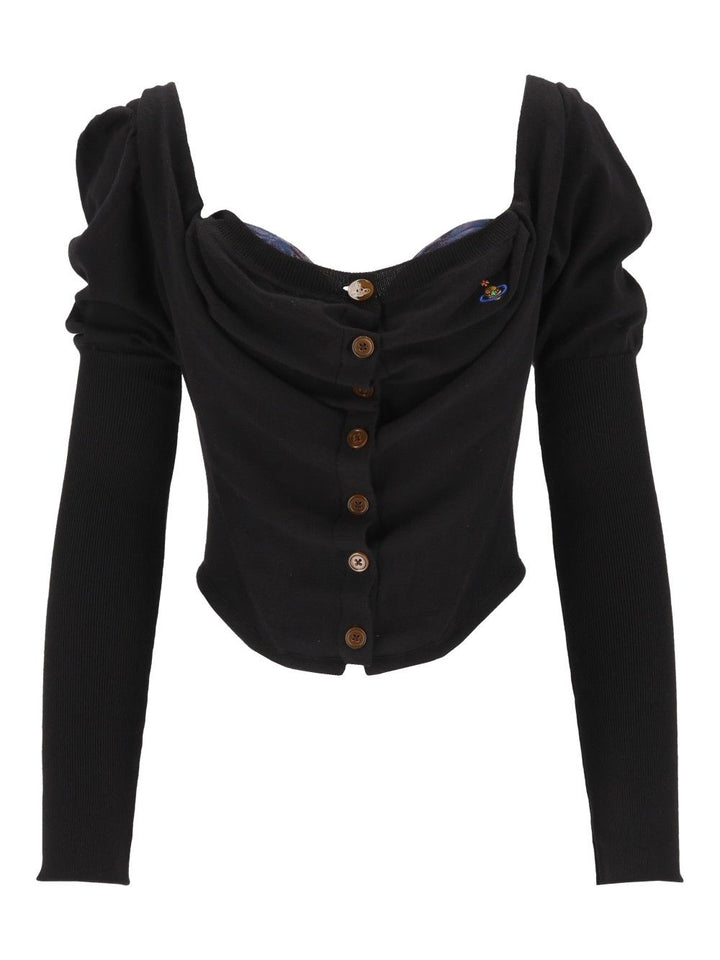 Vivienne Westwood Knitted Cardigan Corset Bea Tops - Black | 75d001aeb926fc558f51a69aedca36d955a25ccc