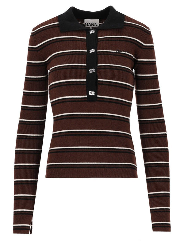 Mini Ribbed Merino Polo Polo Shirt Multicolor