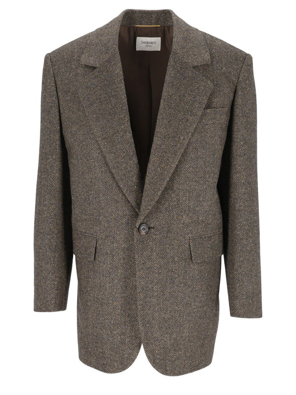 Herringbone Wool Jacket Jackets Brown