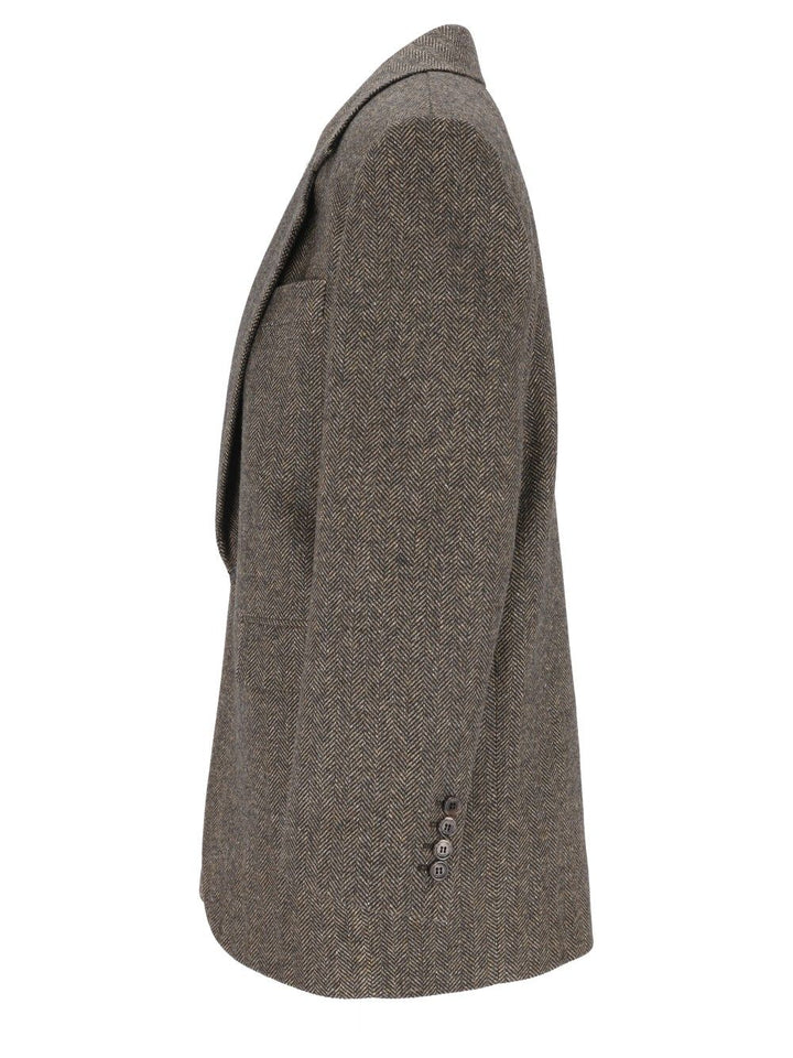 Saint Laurent Herringbone Wool Jacket Jackets - Brown | d09fc951d957e9da0e784fa5d87f4fd5c2558ba6