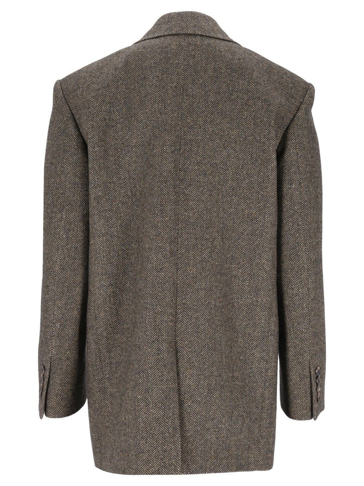 Saint Laurent Herringbone Wool Jacket Jackets - Brown | cd7ef825dd1b9aeaecd5b6be28aace2864669fee