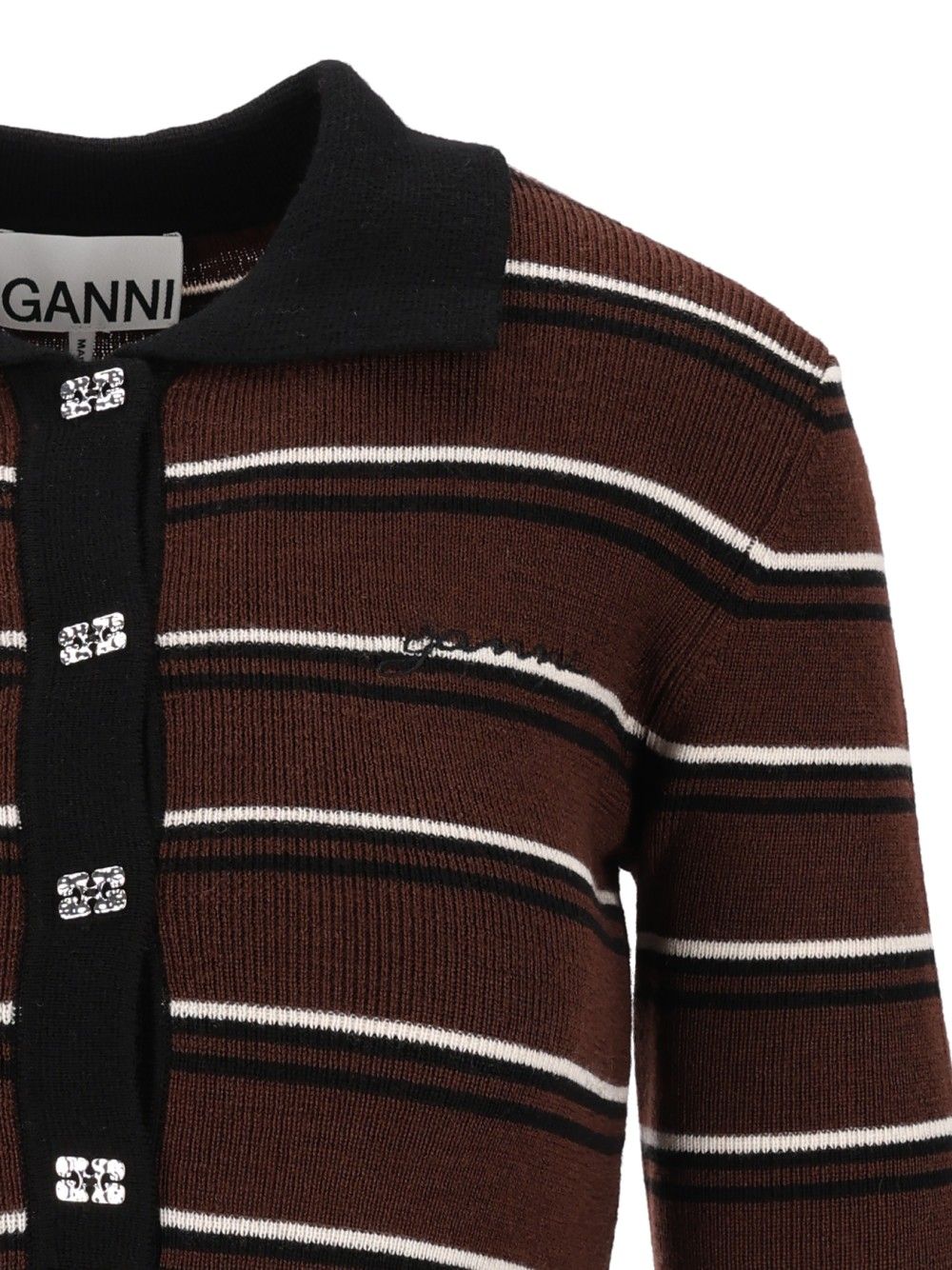 Ganni Mini Ribbed Merino Polo Polo shirt - Multicolor | 10b03df3fbcd94963d3717fa829ee453b9daf7d5